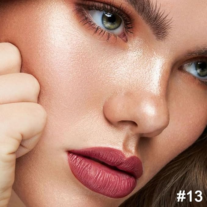 2-in-1 Mauve Red Lip Liner & Lipstick Set Kit for Women, Matte Lips Kit with Lip Liner Lip Stains Long Lasting Waterproof 24 Hour Lipstick and Lip Liners Combo Lipliners Pencil Set 13