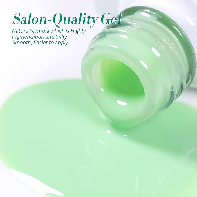 Born Pretty Gel Nail Polish Green Series,Jelly Transparent Gel Nail Polish, Cat Magnetic Eye,Shimmer Glitter Holographic Green Gel Polish Kit for Salon Manicure and Nail Art DIY at Home 6PCS 7ml