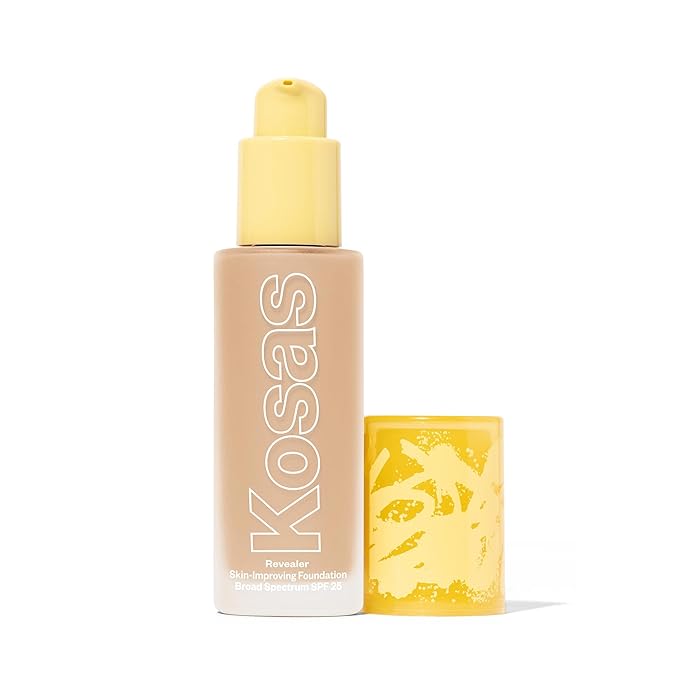 Kosas Revealer Skin-Improving Foundation with SPF 25 Protection -Hydrate, Brighten, Soothe, Plump, Protect Skin - Smoothing Texture, Natural Finish and Clean Formula - Very Light Neutral 110