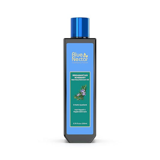 Blue Nectar Rosemary Oil with Bhringraj, Amla and 9 Herbs for Natural Hair Growth (6.76 Fl Oz)