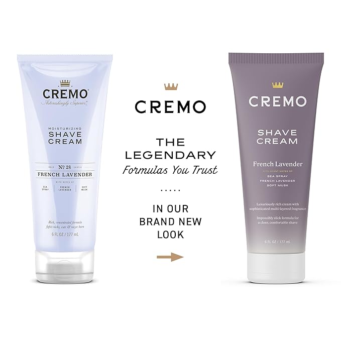 Cremo French Lavender Moisturizing Shave Cream, Astonishingly Superior Ultra-Slick Shaving Cream for Women Fights Nicks, Cuts and Razor Burn, 6 Fl Oz