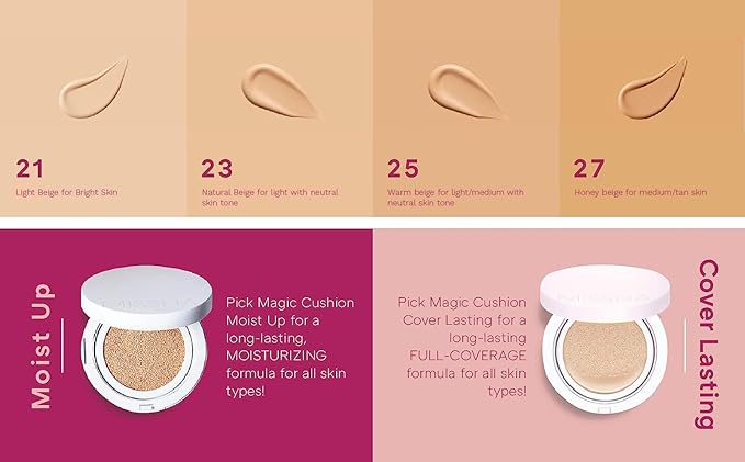 MISSHA Magic Cushion Foundation No.23 Natural Beige for Light with Neutral Skin Tone Flawless Coverage,Dewy Finish,Easy Application for All Skin Types