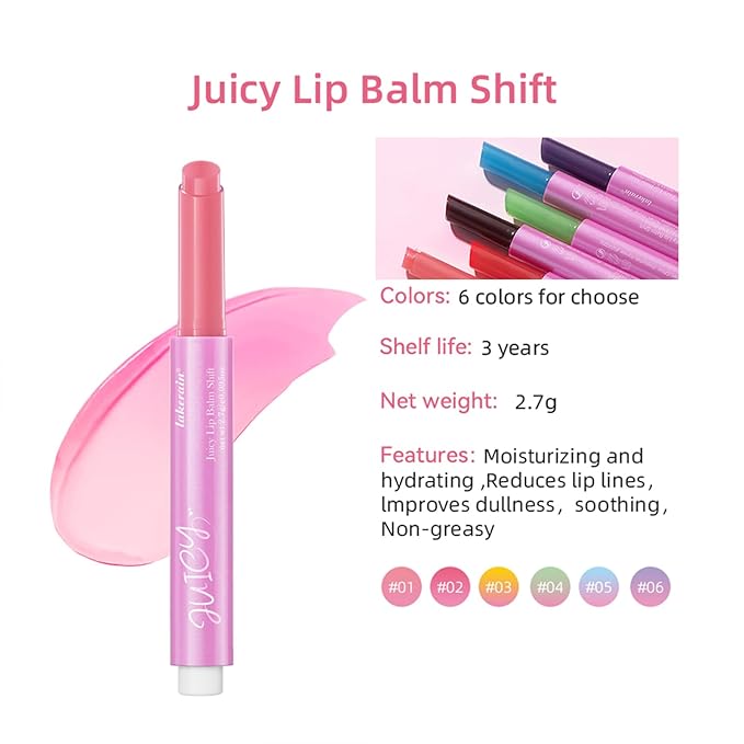 Plumping Melting Lip Gloss, Click Jelly Color Changing Lipstick Lasting Tint Hydrate & Nourish, High-Shine for Plumper Lips, Glossier Lip Balm Natural Glossy Lip Gloss Tinted Lip Balm(#6 Grape)