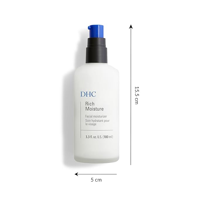 DHC Rich Moisture, Lightweight Facial Moisturizer, Dry Skin, Hydrating, Fragrance and Colorant Free, Ideal for dry dehydrated and sensitive skin, 3.3 fl. oz.