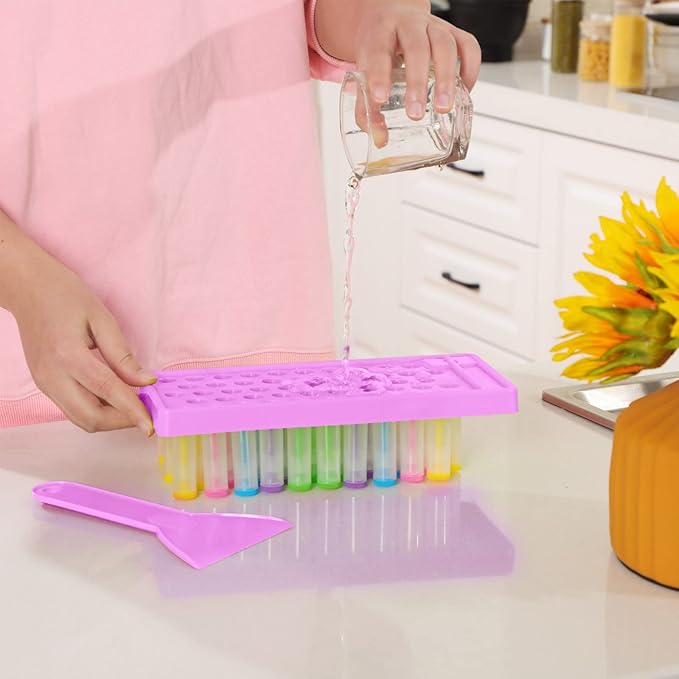 2 Sets Lip Balm Tray and Spatula Set Portable lipstick Holder Lip Balm Containers Lip Gloss Making Kit (Purple)