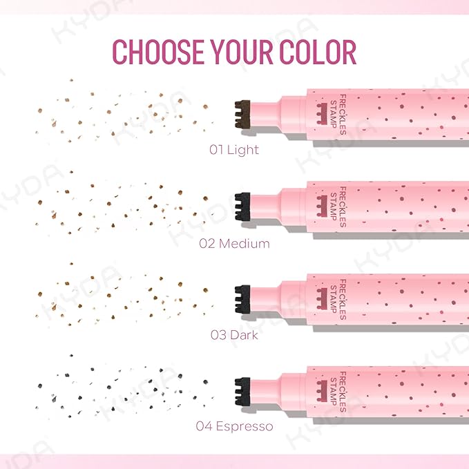 KYDA Freckle Liquid Eyeliner Pen, 2 in 1 Freckles Stamp and Black Liquid Eyeliner, Waterproof and Long lasting Soft Dot Spot Pen Realistic Fake Freckles for Natural Lifelike Sun-kissed Makeup-DARK