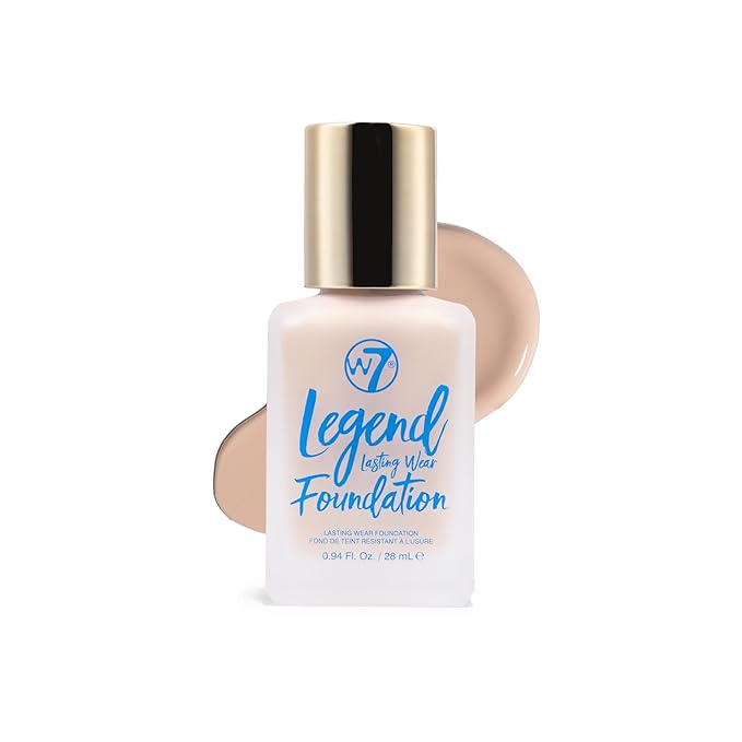W7 Legend Foundation - Creamy Liquid Foundation for Poreless, Semi-Matte Medium Coverage - 28ml (Fresh Beige)