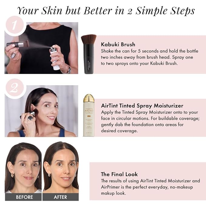 Jerome Alexander MagicMinerals AirTint Tinted Moisturizer AirBrush Spray Light | Tinted Moisturizer Spray with Anti-Aging Ingredients | Fair |2PC