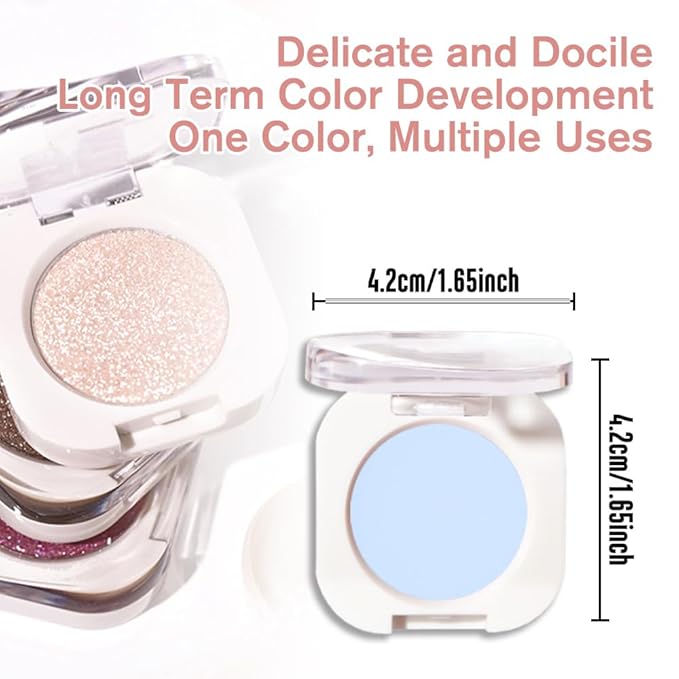 Light Blue White Single Eyeshadow Makeup, Neutral Powde Eye Shadow for Women, Light White Matte Singles Eyeshadow Palette Pigmented Waterproof,sombras para ojos,Girls Monochrome Eyeshadows Gift