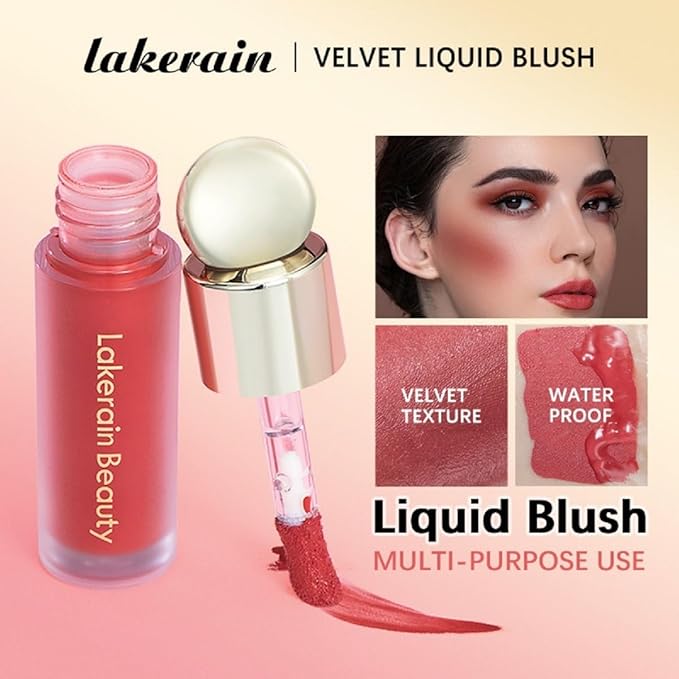 Liquid Blush, Natural Matte Finish Looking, Dewy Cheek Tint Cream Blush for Cheeks, Soft Cream Face Blush, Moisturizing Lightweight Blendable Feel(Orange Red 04)