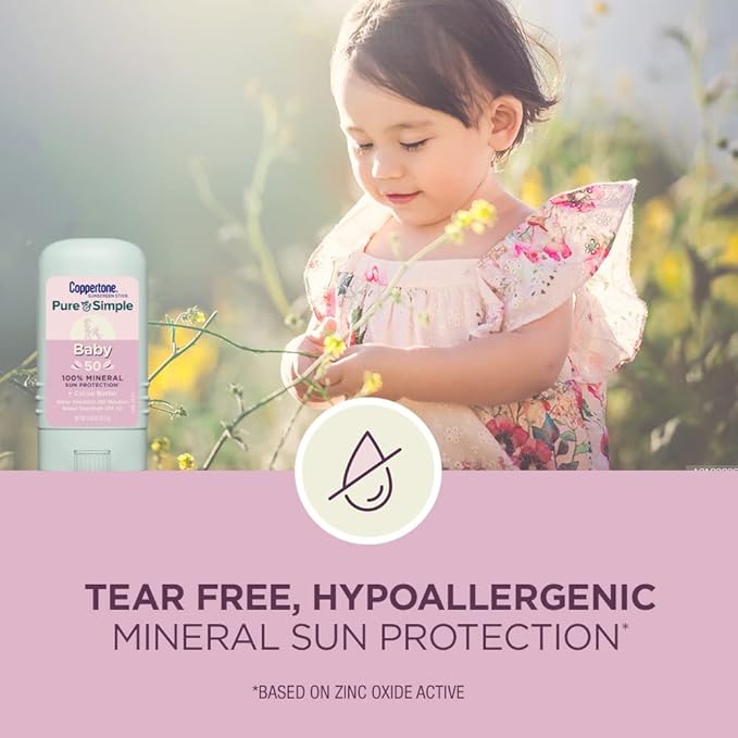 Coppertone WaterBabies Baby Sunscreen Spray SPF 50 (6 Oz) + Pure and Simple Baby Sunscreen Stick SPF 50, Tear Free (0.49 Oz), Hypoallergenic