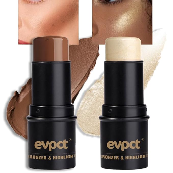 evpct 2Pcs Face Cream Contour Bronzer Sticks Makeup