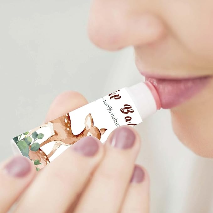 CRASPIRE 80Pcs 8 Styles Lip Balm Sticker Animals Self-Adhesive Cartoon Monkey Lion Homemade Lip Balm Containers Labels Vintage Square DIY Label Paper Sticker for Woman Cosmetics Lipsticks Decor