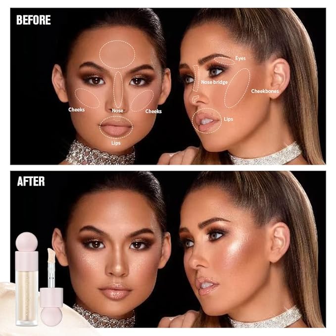 Liquid Highlighter - Luminous Finish Light Liquid Luminizer Makeup Enhanced with Pearl Particles & Botanical Blend, Weightless Dewy Glow for Radiant Skin, Vegan, Cruelty-Free (#01 Moonlight)