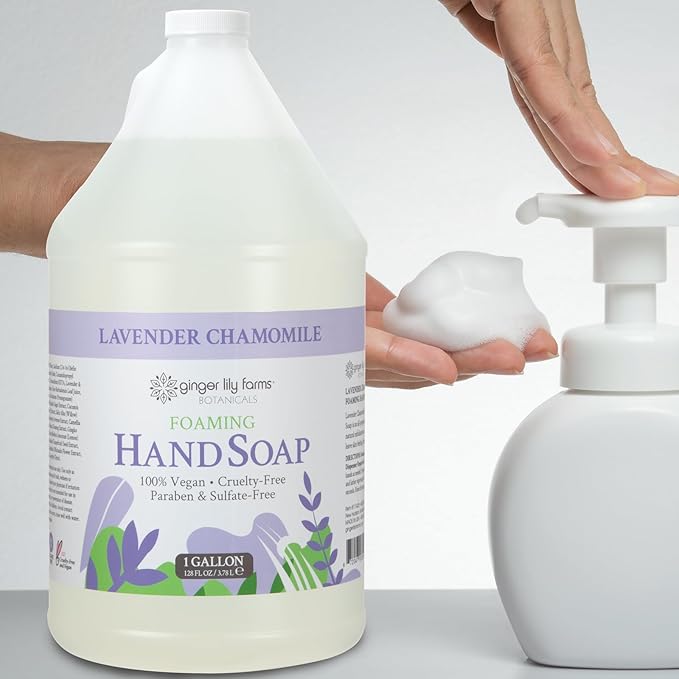 Ginger Lily Farms Botanicals All-Purpose Foaming Hand Soap Refill, 100% Vegan & Cruelty-Free, Lavender Chamomile Scent, 1 Gallon (128 Fl Oz)