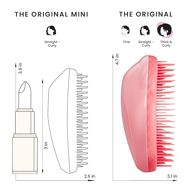 Tangle Teezer Original Detangler Brush, Dry & Wet Hair Brush for Thick & Curly Hair Types, Pink Punch