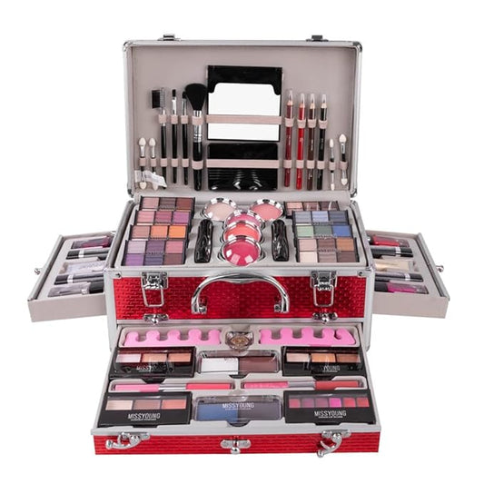 Make-up Box Set Multi-purpose Cosmetic Storage Beauty Case Professional Contain Eyeshadow Concealer Lip gloss Blusher Compact Powder Eyebrow and Makeup Pencil Brush #3
