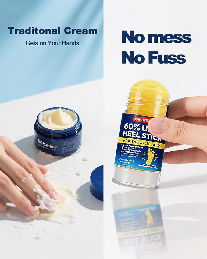 60% Urea Heel Stick l Maximum Strength Urea Stick for Rough, Dry Cracked Feet Hands Elbows, Callus Remover, Skin Softener Balm 1.41oz