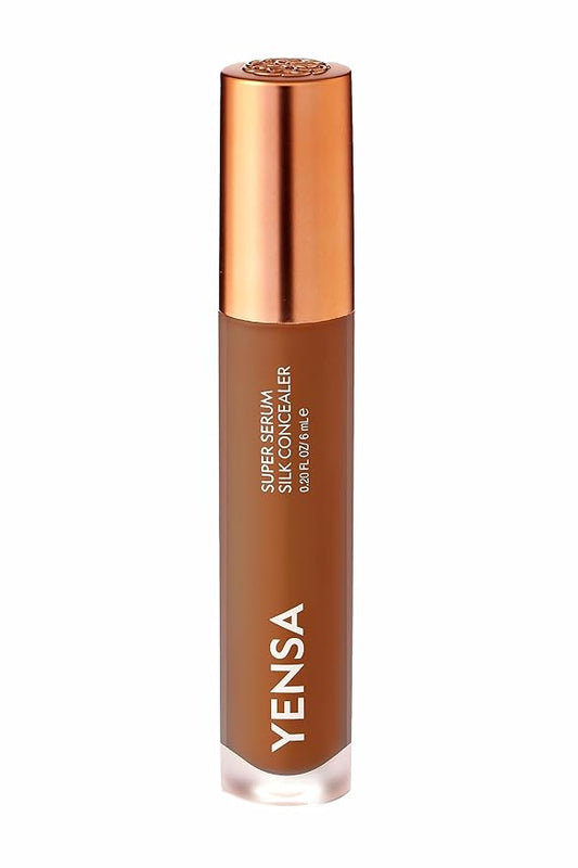 YENSA Super Serum Silk Concealer - Full Coverage Undereye Concealer & Peptides Serum for Face - Enriched with Vitamins C & E, Bakuchiol & Superfoods to Boost Radiance - Deep 1 (0.2 Fl oz)