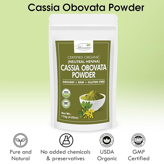 Organic Cassia Obovata Powder | Neutral Henna Powder (4 OZ) 114 G