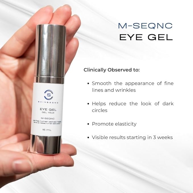 M-SEQNC Eye Gel | Advanced Eye Gel | Cell-Free Technology for Delicate Skin | Reduces Signs of Aging + Dark Circles | Innovative Formula to Promote Visible Results | 15ml