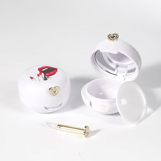 2 Pack Lip Balm Containers,Plastic Portable Empty Lip Balm Container with Mirror and Silicone Lip,Empty Lipstick Dispenser Box for Travel,Home