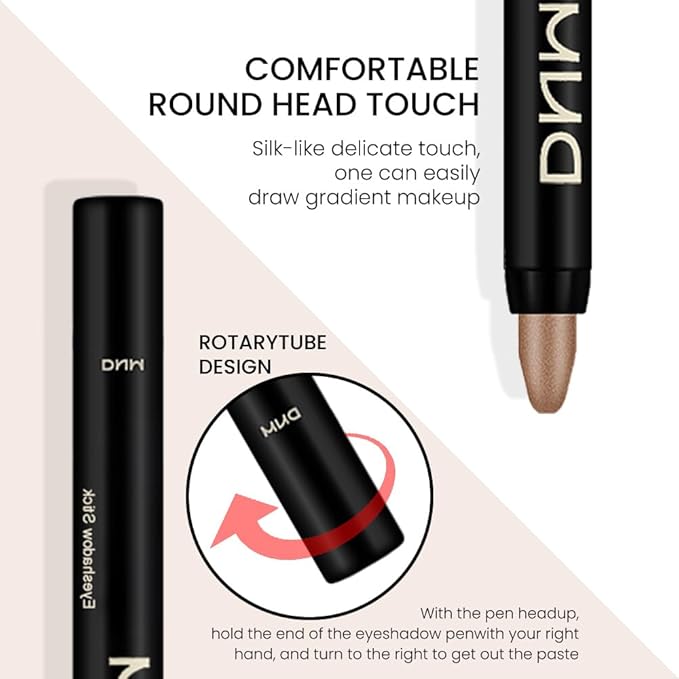 8Pcs Cream Eye Shadow Brightener Stick Makeup Set, Champagne Pearl Taupe Bronze Cocoa Stone Putty Smoky Amethyst Shimmer Matte Eyeshadow Eyeliner Pencil Applicator Stick Palette Makeup for Older Women