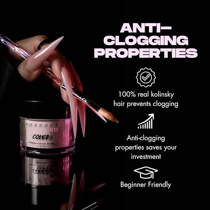 Crimped professional kolinsky nail brush