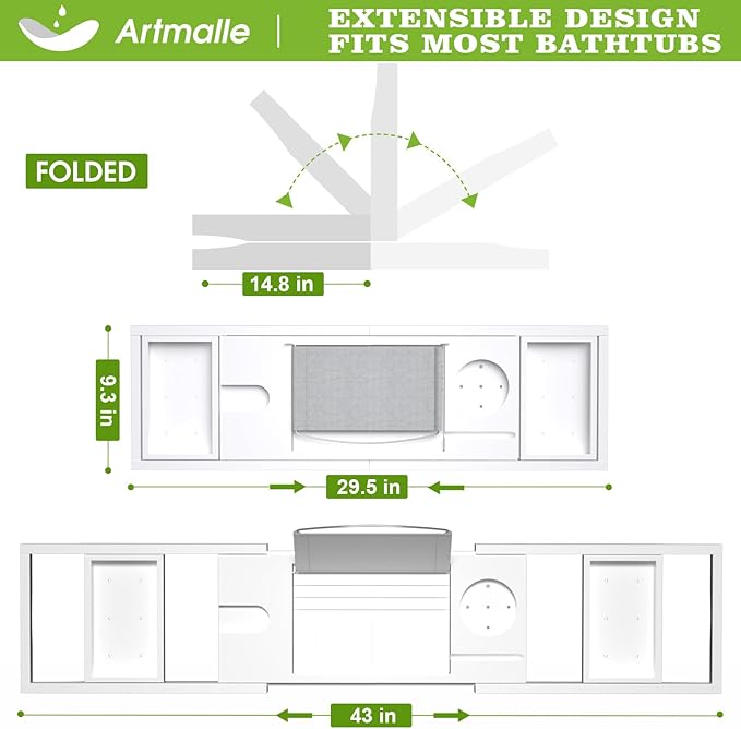 Artmalle bathtub caddy tray -