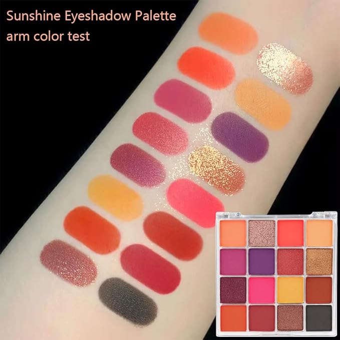 16 Girds Colorful Matte Shimmer Eyeshadow Palette for Eye Makeup,High Pigmented Eye Shadow Primers Powder Palet de sombras de ojos-Glitter Color#