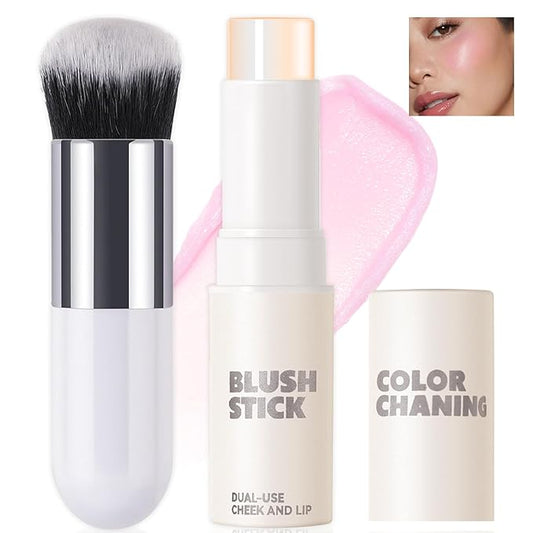 Color Changing Blush Stick,Jelly Tint Stain Clear PH with Brush