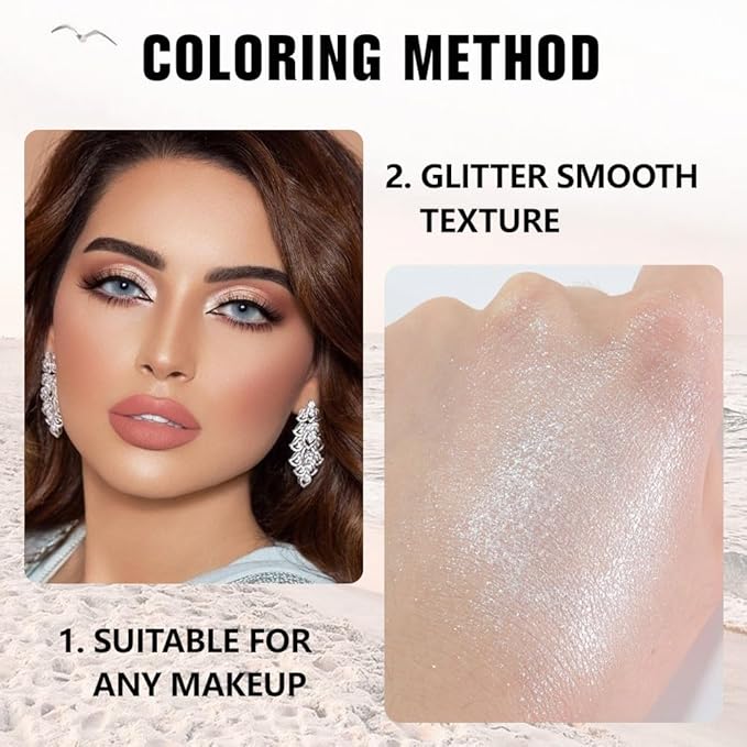 Kaely Pressed Single Eyeshadow Makeup, Sheer White Sparkle Highly Pigmented Monochrome Eye Shadow Palette, Waterproof Neutral Powde Mini Eyeshadow, sombras para ojos, Lightweight Blendable, 02