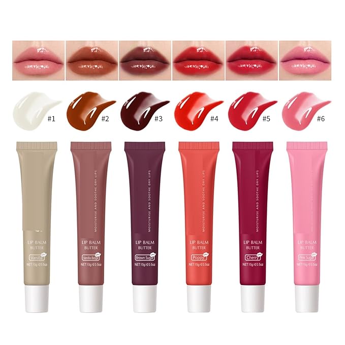 6 Color Hydrating Lip Butter Balm, Vanilla)