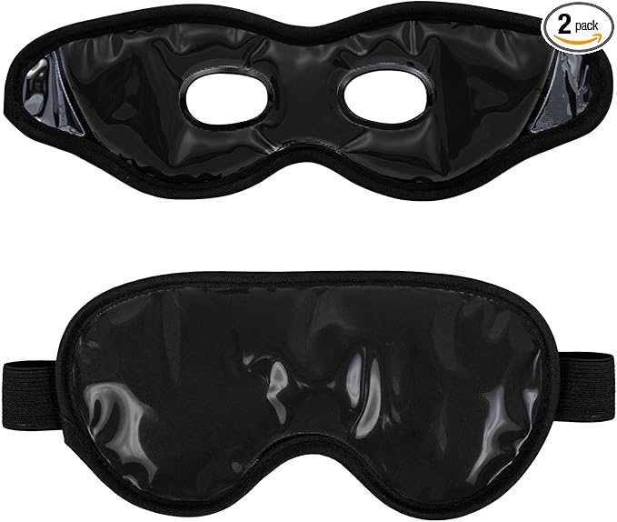 Cooling Gel Eye Mask Reusable Cold Eye Mask, Frozen Eye Mask Ice Eye Compress Ice Pack, No Freeze, Cool Relaxation, Comfort Snug Fit, Eye Cover Ice Mask with Mineral Mud for Office, Home, 2PCS