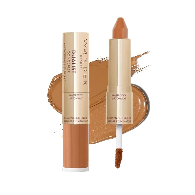 Wander Beauty Dualist Matte and Illuminating Concealer Makeup - Deep - Dual-Ended Matte Concealer Stick + Liquid Concealer - Full Coverage Concealer Brightens, Firms & Hydrates Under Eyes - 0.28 fl oz
