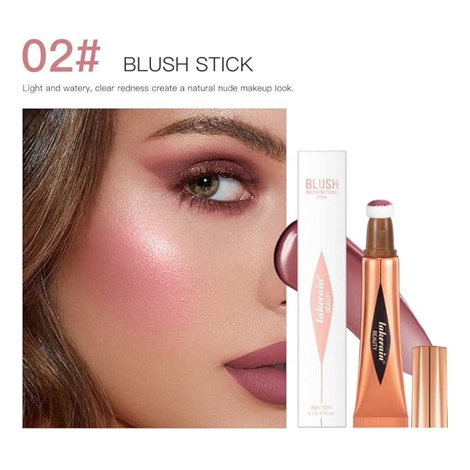 Liquid Blush Stick, Beauty Stick, Cream Blush, Liquid Blush For Cheeks, Beauty Blush Stick With Cushion Applicator, Multifunctional Makeup Beauty Stick (02#)