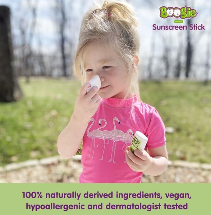 Baby Sunscreen Stick by Boogie, Mineral Sunscreen SPF 50, Travel Size Sunblock for Kids, FSA/HSA Eligible, Zinc Oxide, Water Resistant, Vegan, Fragrance Free, Pack of 2