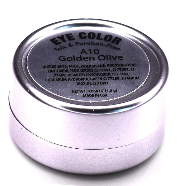 Golden Olive Army Green Sage Shimmering Pressed Powder Single Vegan Eyeshadow; Talc, Paraben & Cruelty Free