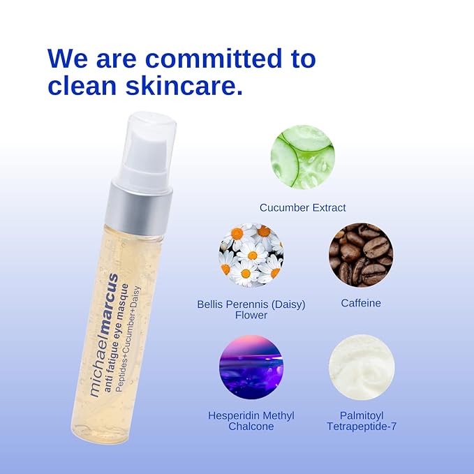 Michael Marcus Anti Fatigue Eye Masque - Intensive Peptide Complex Targeting Under Eye Bag Volume & Darkness - Natural Cruelty-Free -(1oz Bottle)