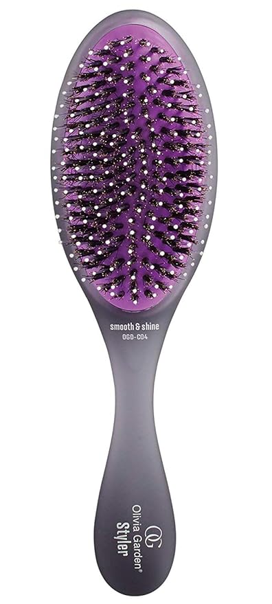 Olivia Garden OG Brush Styler, To Smooth and add Shine, All hair Types, removable cushion for easy cleaning, scalp hugging for scalp massage, gentle, for women, men and children, Black