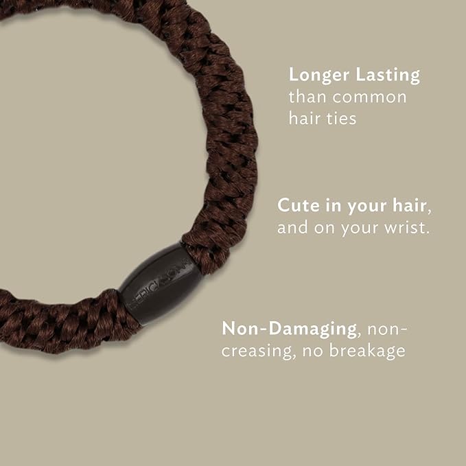 L. Erickson Grab & Go Pony - Blue Glow - 8 Pack Ponytail Holder Hair Ties - Mixed Blue and White