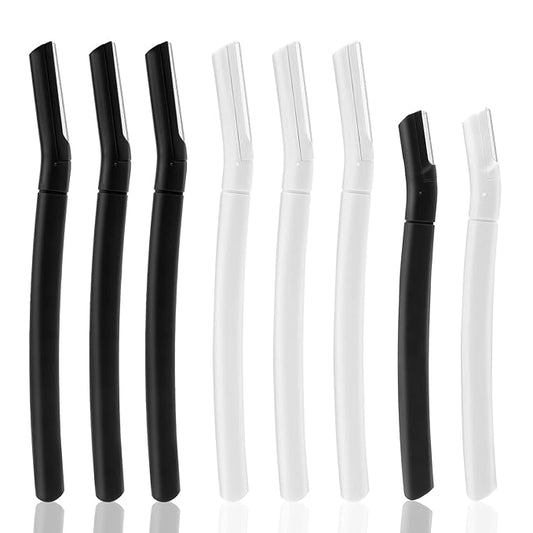 Eyebrow Razor, Dermaplane Face Razors for Women Facial Hair, Eyebrow Shaver(8 Count), Peach Fuzz Removal, Dermaplaner to Exfoliate and Refresh the Skin (White, Black)
