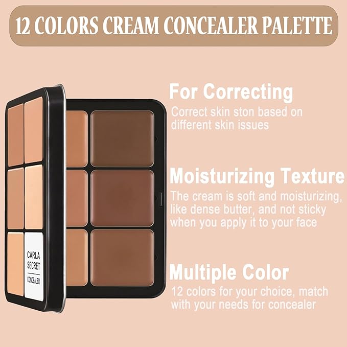 Cream Concealer Contour Palette, 12 Colors Foundation Palette