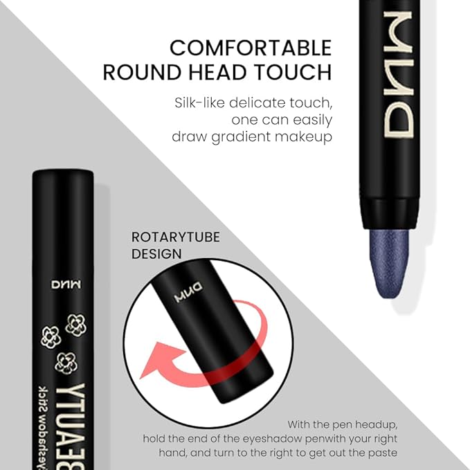 evpct Midnight Blue Shimmer Cream Eye Shadow Brightener Sticks Set for Eyes, Blue Shimmery Matte Pencil Eye shadow Applicator Stick Pen Palette Makeup Waterproof sombras en crema para ojos 31#