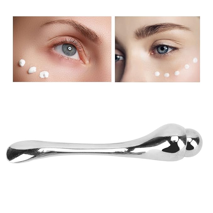 Eye Cream Massage Stick Magnetic Double Head Eye Cream Applicator for Facial Skin Care Silver