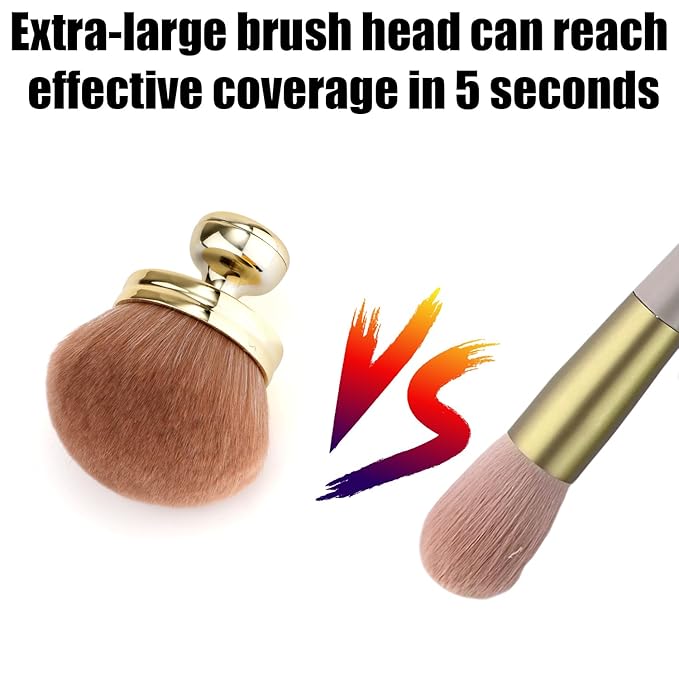 Large Self Tanning Brush, Oval Body Makeup Tan Brush with Wide Brush Head Self Tanner Brush Applicator Sunscreen Brush for Makeup Legs Arms Face Body (Gold)