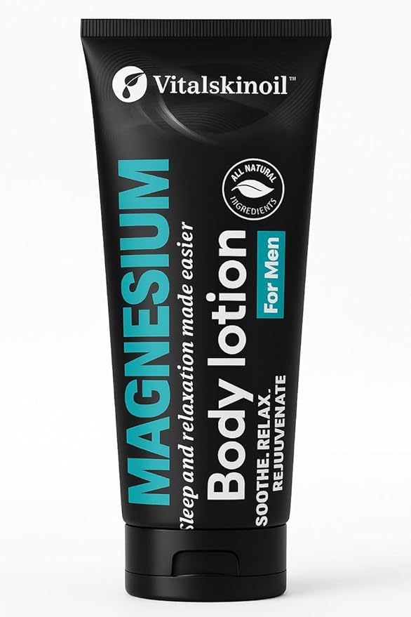 Magnesium Glycinate Body Lotion, Body Butter Cream for Men. Cologne Scented, 5.29 oz, Sleep Easy Formula