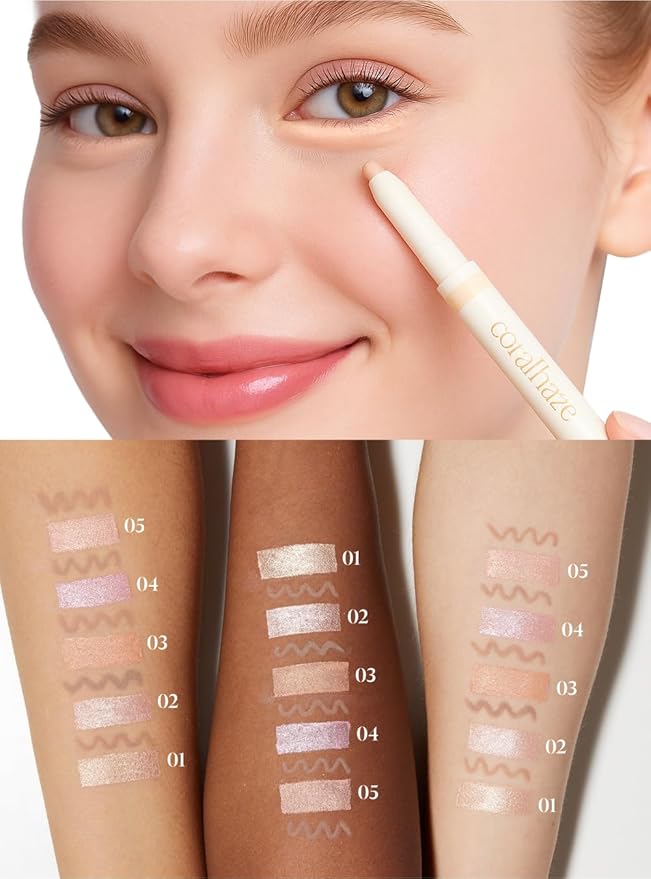 CORALHAZE Idol AEGYO-SAL Maker 05 Dreamy Rose, 2-in-1 Under-Eye Highlighter and Contour Liner for Bright, Voluminous Eyes, Long-Lasting, Smudge-Proof Shimmer Stick with Natural Glow, Korean Beauty