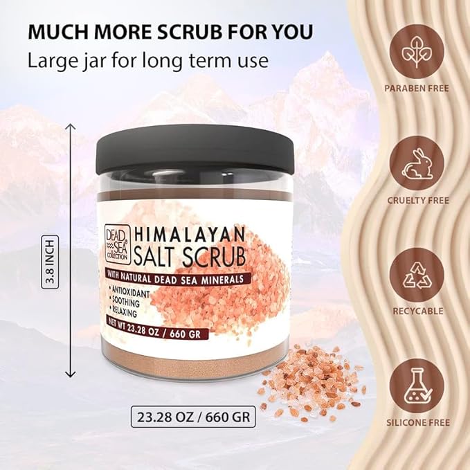 Dead Sea Collection Himalayan Salt Scrub – Exfoliating Body Scrub for Women – Moisturizing and Nourishing Skin – with Pure Oils and Dead Sea Minerals (23.28 Oz)