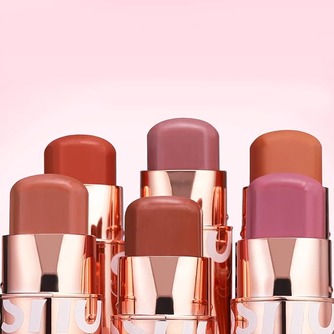 Cream Blush Stick for Cheeks Makeup, Waterproof Face Tones-Cherry Pink